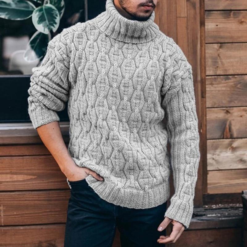 Herren Rollkragenpullover aus Feinstrick mit Rippbündchen – Slim Fit