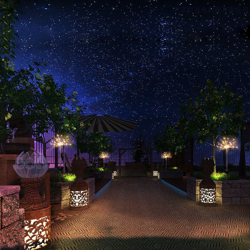 Neue Erdungsstecker Solar Feuerwerk Licht LED Lichterkette Kupferdraht Outdoor Garten Dekoration Sterne Lichter Weihnachtsbeleuchtung