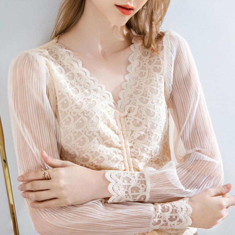 Temperament Spitzenbluse Damen