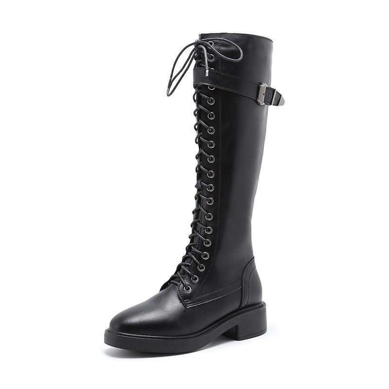 Damen Lange Stiefel Hohe Stiefel Flache Stiefel Große Größe