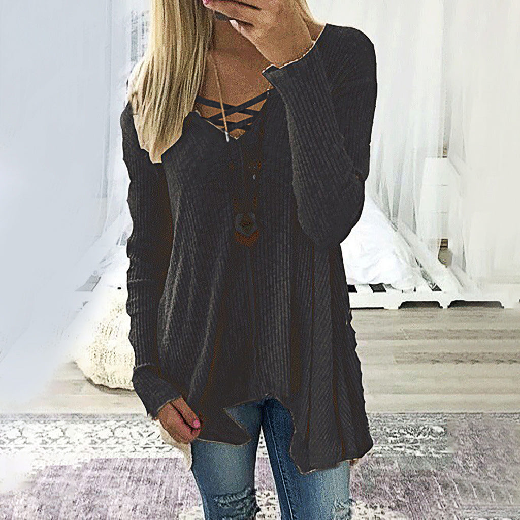 V-Ausschnitt unregelmäßige Bluse für Damen