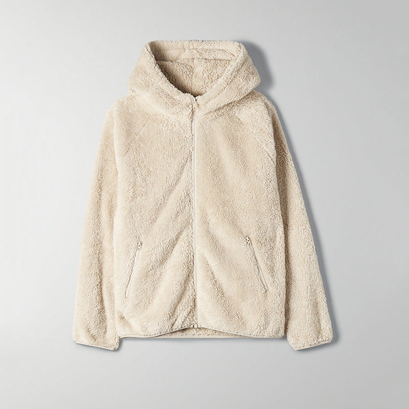 Fleece-Zip-Kapuzenblazer für Damen