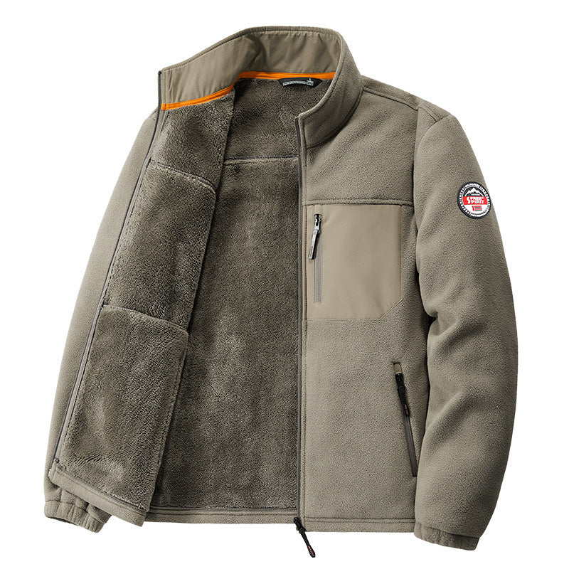 Herren Outdoor-Fleecejacke – Freizeit-Cardigan mit Reißverschlusstaschen