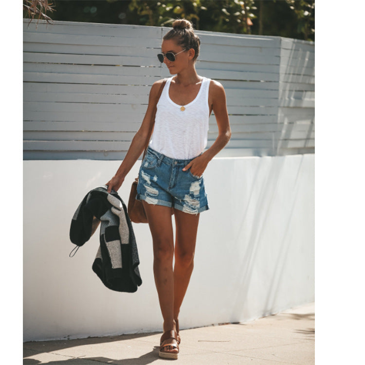 Zerrissene Jeansshorts für Damen