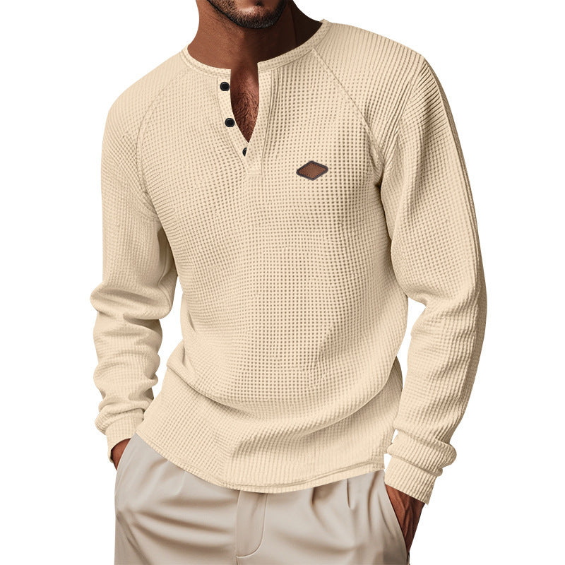 Herren Langarmshirt mit Waffelmuster und Henley-Knopfleiste – Schnell trocknend