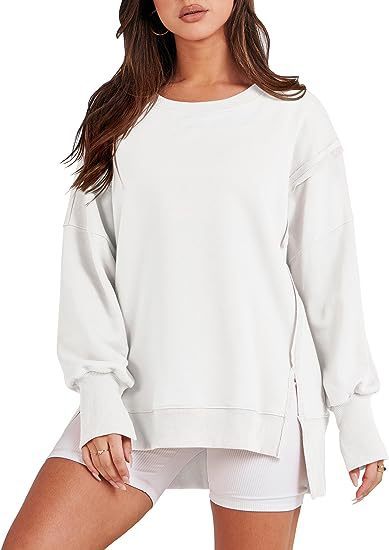 Solide Oversized Sweatshirt Rundhals Langarm Pullover Hoodies Tops Mode Herbst Frauen Kleidung Winter