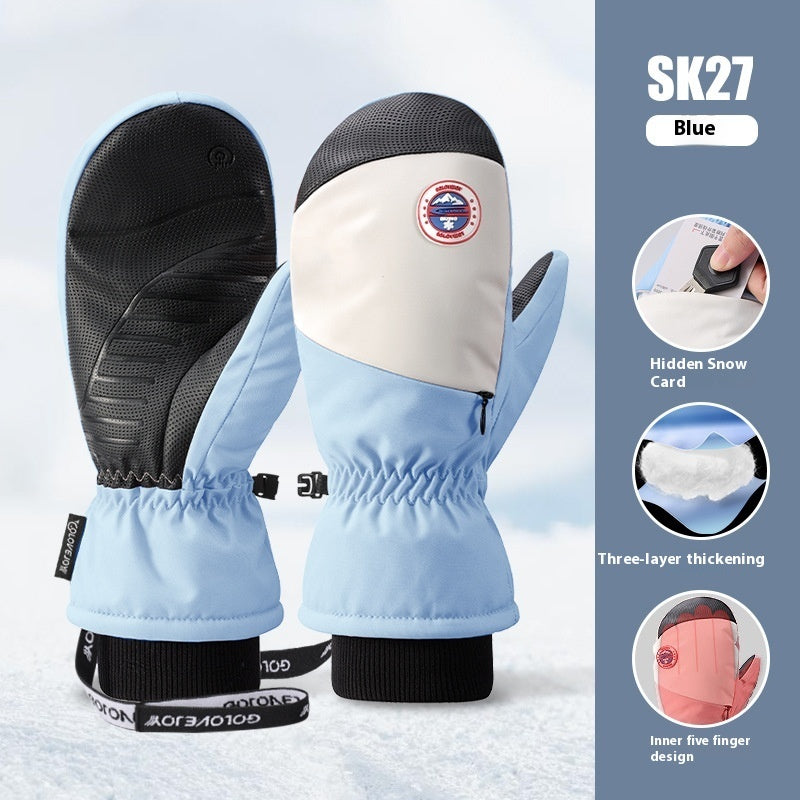 Snowboardhandschuhe für Damen, winddicht und kältebeständig, Touchscreen, mit Fleece gefüttert, verdickt