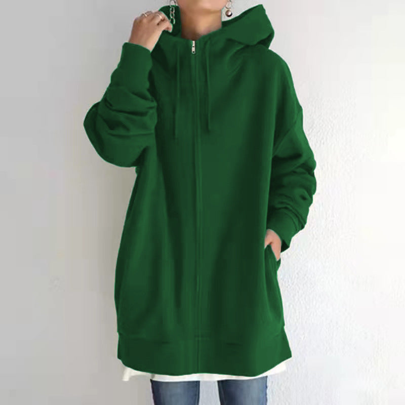 Damen Fuzzy Hoodies Langer Sport Pullover Hoodie Full-Zip Hoodie Sweatshirt