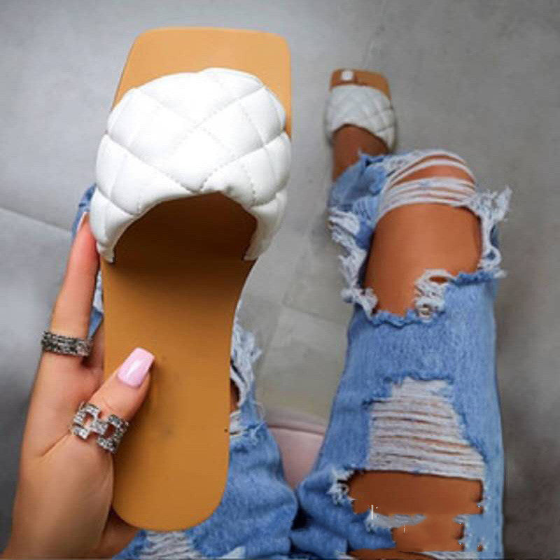 Sommer neue flache Sandale mit quadratischem Kopf