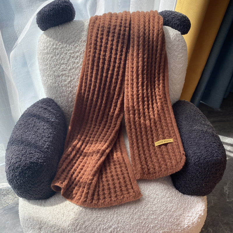 Unisex Wollschal – Langer Strickschal in Uni-Farben