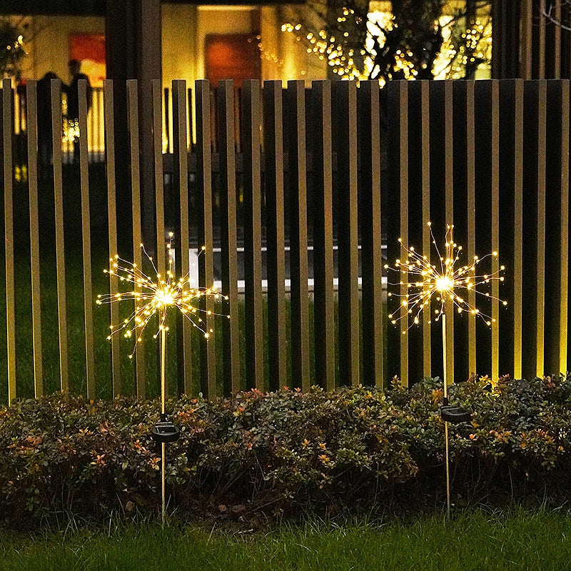 Neue Erdungsstecker Solar Feuerwerk Licht LED Lichterkette Kupferdraht Outdoor Garten Dekoration Sterne Lichter Weihnachtsbeleuchtung