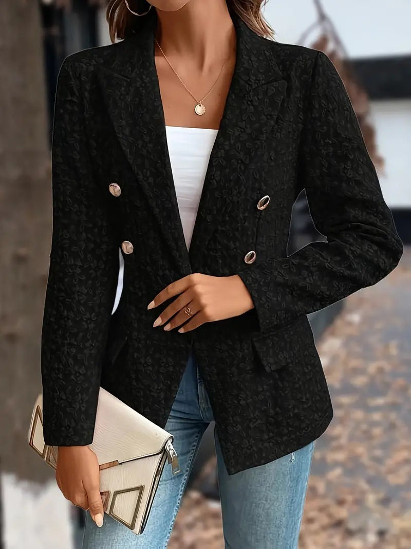 Wintermode Temperament Reine Farbe Zweireiher Blazer Damenbekleidung