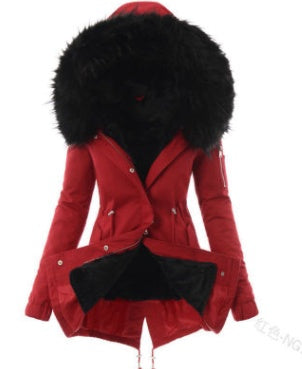 Plüschjacke mit Kapuze und Kordelzug für Damen