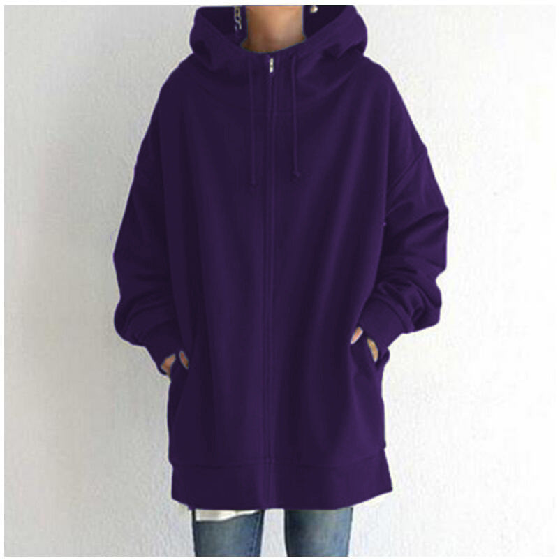 Damen Fuzzy Hoodies Langer Sport Pullover Hoodie Full-Zip Hoodie Sweatshirt