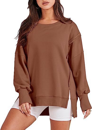 Solide Oversized Sweatshirt Rundhals Langarm Pullover Hoodies Tops Mode Herbst Frauen Kleidung Winter