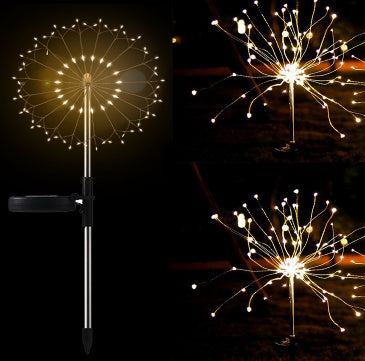 Neue Erdungsstecker Solar Feuerwerk Licht LED Lichterkette Kupferdraht Outdoor Garten Dekoration Sterne Lichter Weihnachtsbeleuchtung