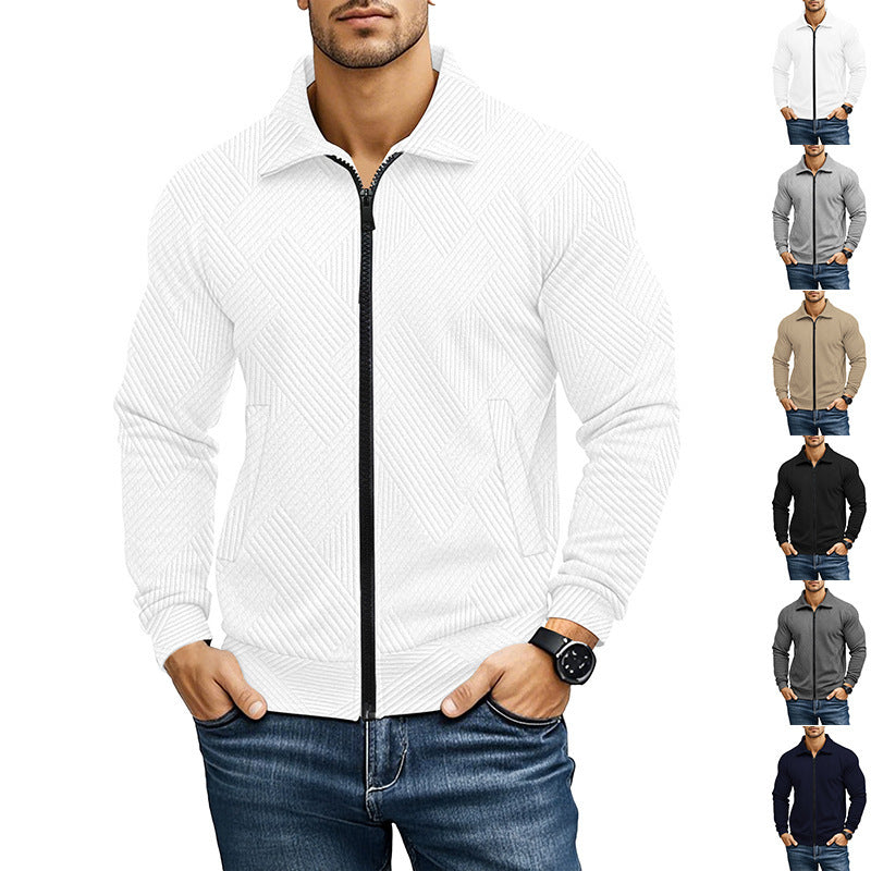 Herren Waffelstrick-Jacke mit Reverskragen – Casual Look für alle Jahreszeiten