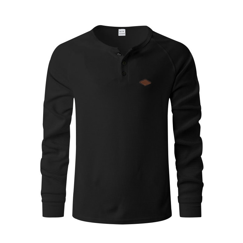 Herren Langarmshirt mit Waffelmuster und Henley-Knopfleiste – Schnell trocknend