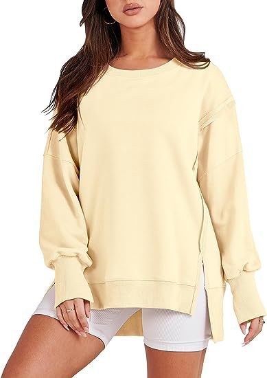 Solide Oversized Sweatshirt Rundhals Langarm Pullover Hoodies Tops Mode Herbst Frauen Kleidung Winter