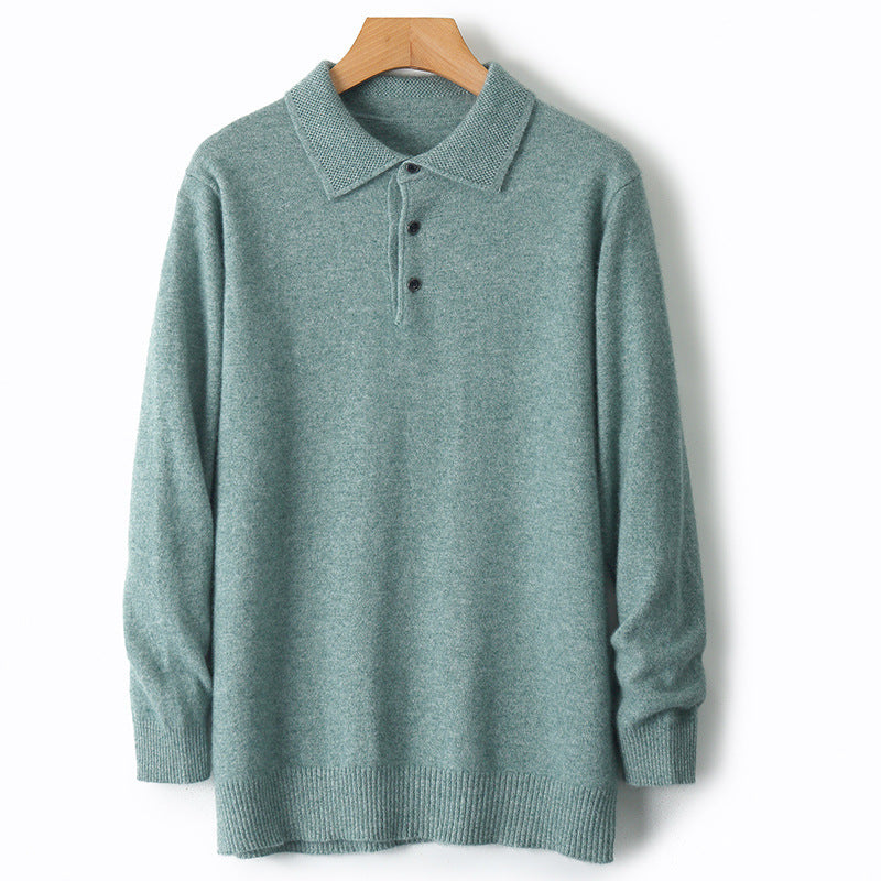 Men's Woolen Sweater Polo Collar Sweater Pullover