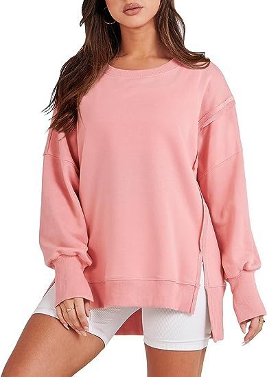 Solide Oversized Sweatshirt Rundhals Langarm Pullover Hoodies Tops Mode Herbst Frauen Kleidung Winter