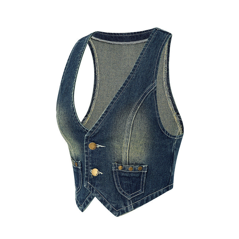 Modische Retro-Jeansweste für Damen