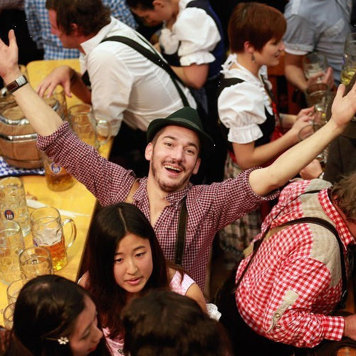 Oktoberfest Wollzylinder mit Feder und Band – Alpengold