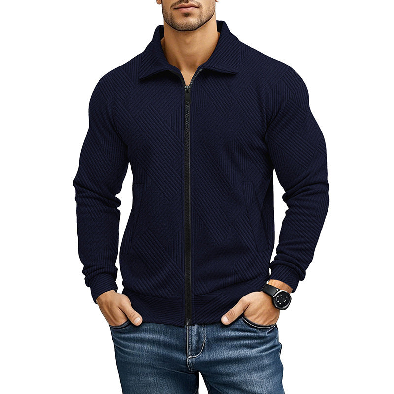 Herren Waffelstrick-Jacke mit Reverskragen – Casual Look für alle Jahreszeiten