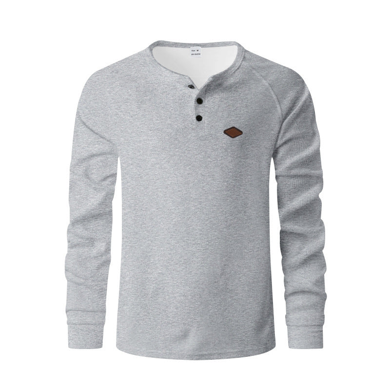 Herren Langarmshirt mit Waffelmuster und Henley-Knopfleiste – Schnell trocknend