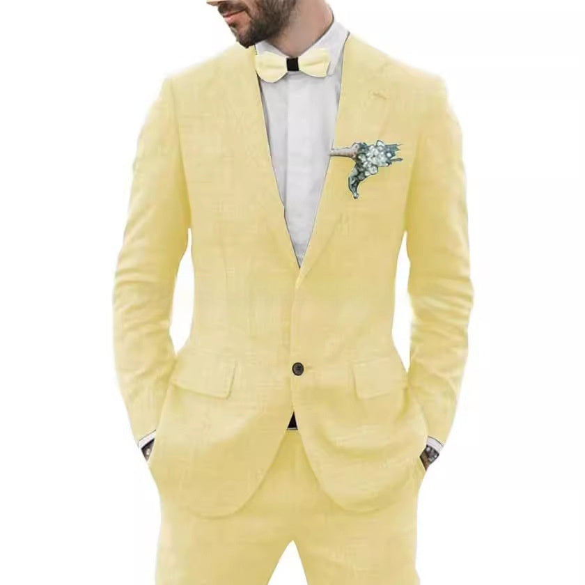 Herrenanzug Slim Fit – Leichter Anzug aus Leinenmischung für Hochzeit & Freizeit