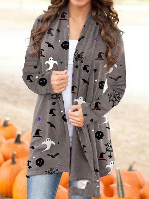 Halloween Digitaldruck Lässige Strickjacke Jacke Damen