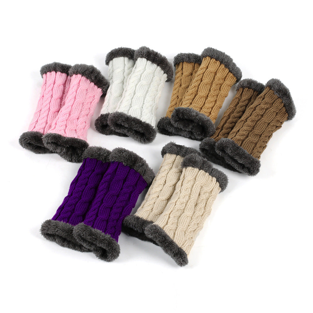 Winter Plüsch Handschuhe Twist Gestrickte Fingerlose Fleece Handschuhe Frauen Warme Verdickte Wollhandschuhe