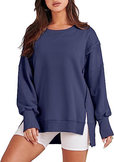 Solide Oversized Sweatshirt Rundhals Langarm Pullover Hoodies Tops Mode Herbst Frauen Kleidung Winter