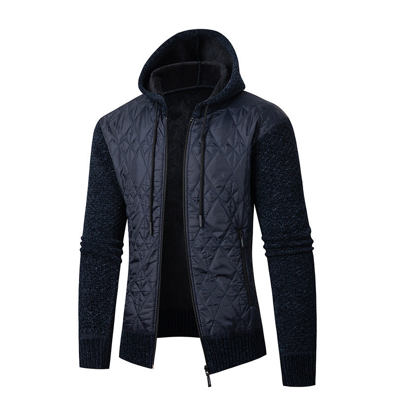 Herren Kapuzen-Strickjacke aus Cord mit Leinenfutter – Winterjacke für Freizeit