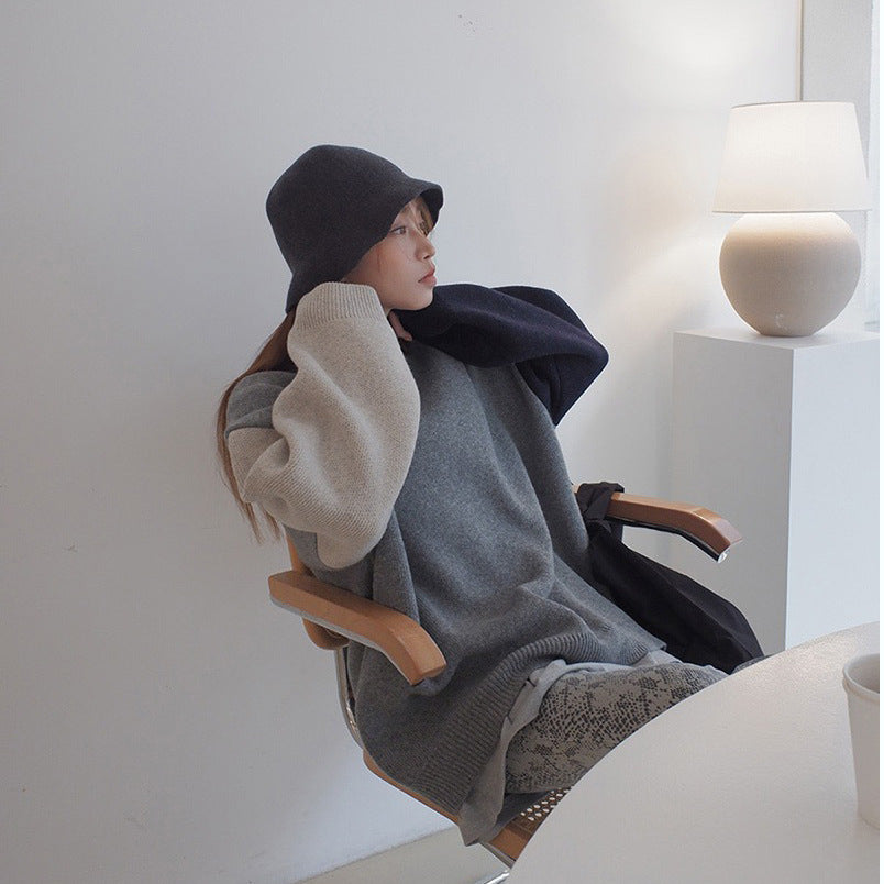 Kontrast-Strickpullover Lazy Sweater