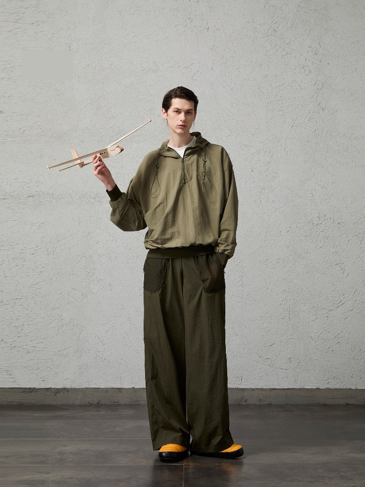 Minimalistische Kapuzenjacke mit Kontrastfarben – Dünne Sonnenschutzkleidung