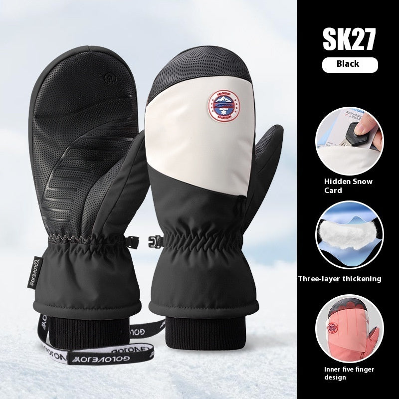 Snowboardhandschuhe für Damen, winddicht und kältebeständig, Touchscreen, mit Fleece gefüttert, verdickt