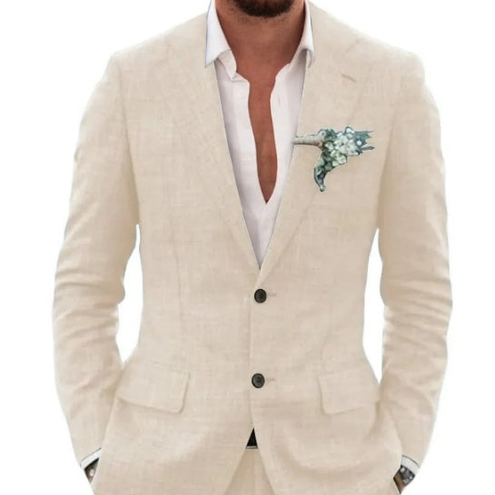 Herrenanzug Slim Fit – Leichter Anzug aus Leinenmischung für Hochzeit & Freizeit