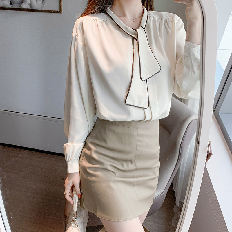 Niche Retro Lose Chiffon Bluse Damen