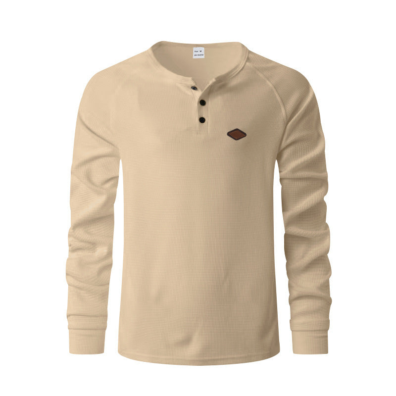Herren Langarmshirt mit Waffelmuster und Henley-Knopfleiste – Schnell trocknend