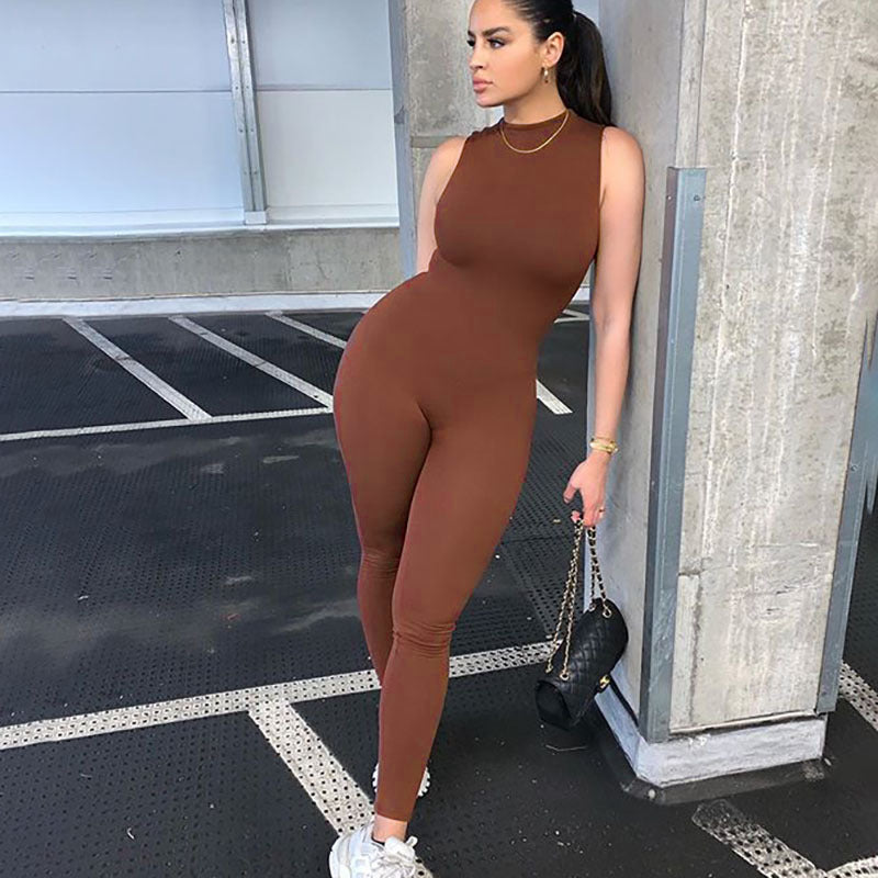 Jumpsuit mit Rundhalsausschnitt und Nähten für Damen