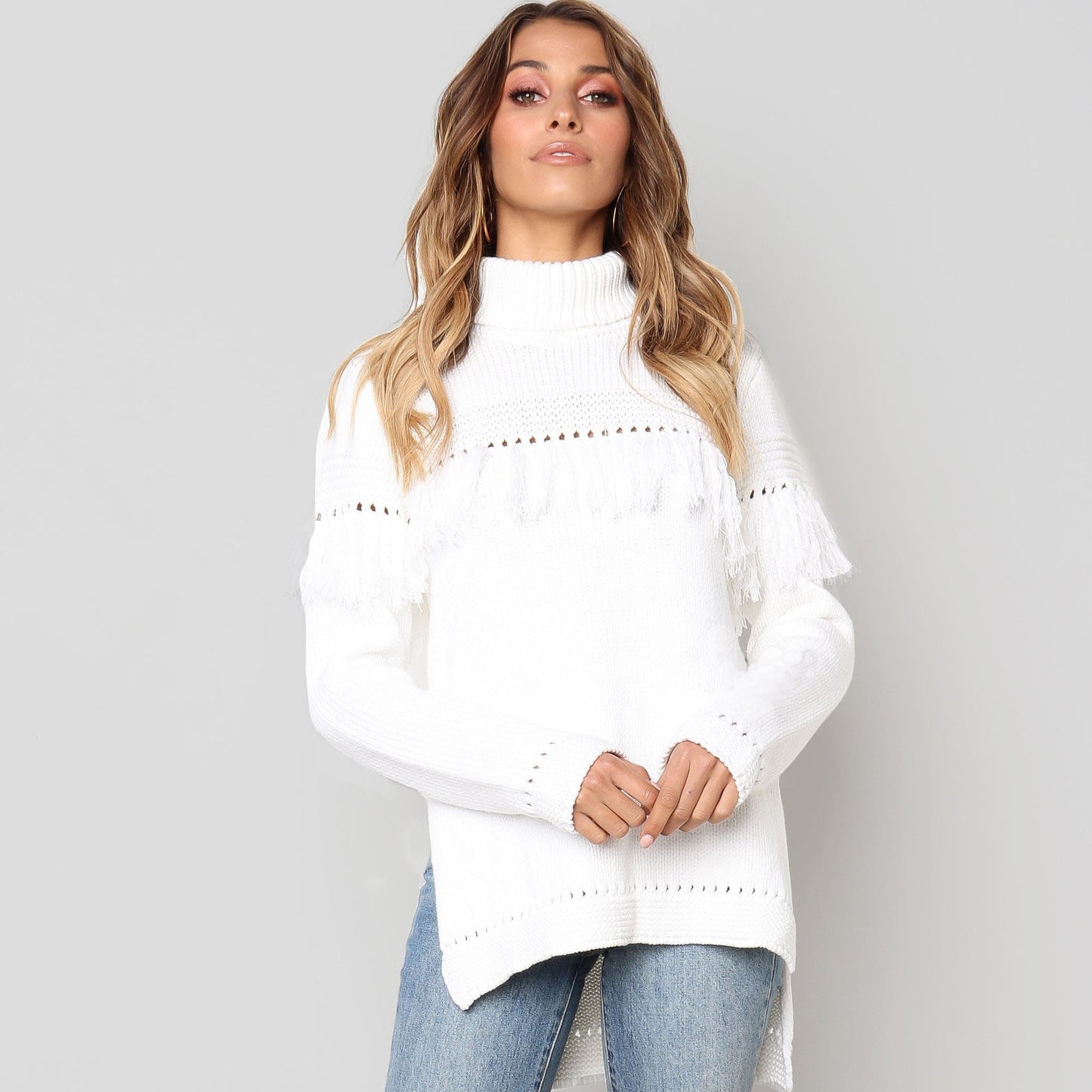 Damen Pullover Rollkragenpullover