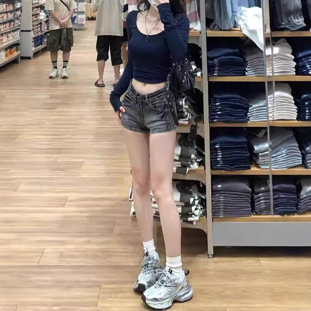 Hot Girl High Waist Shorts Sommer Sexy Abnehmen Mantel Super Short Shorts Frauen