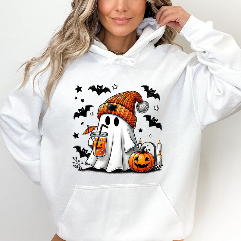 Halloween Geist Kürbis Fledermaus Hoodies Für Frauen Mode Mit Kapuze