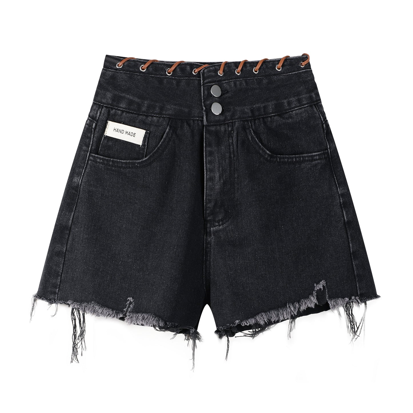 Jeansshorts mit hoher Taille und weitem Bein für Damen