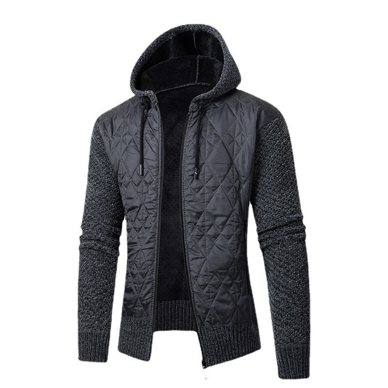 Herren Kapuzen-Strickjacke aus Cord mit Leinenfutter – Winterjacke für Freizeit