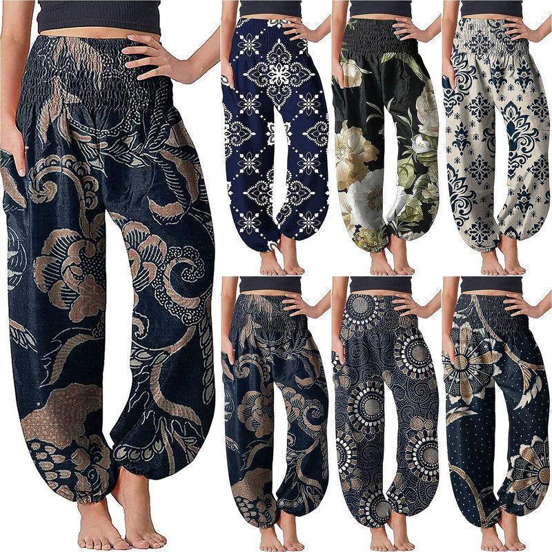 Damen Pumphose mit Bohemian-Print, lange Hose