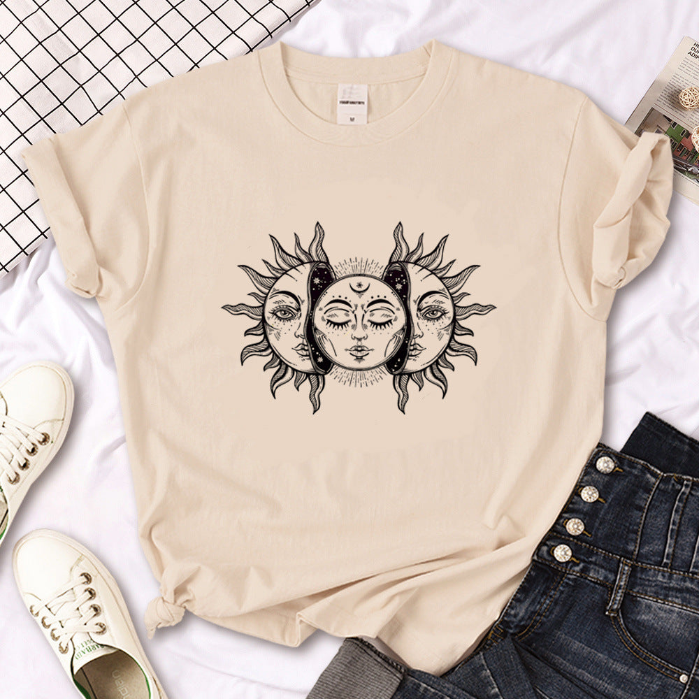 Hexe Triple Moon Gothic Sonne Tshirt Frauen Y2K T-Shirt weibliche Des