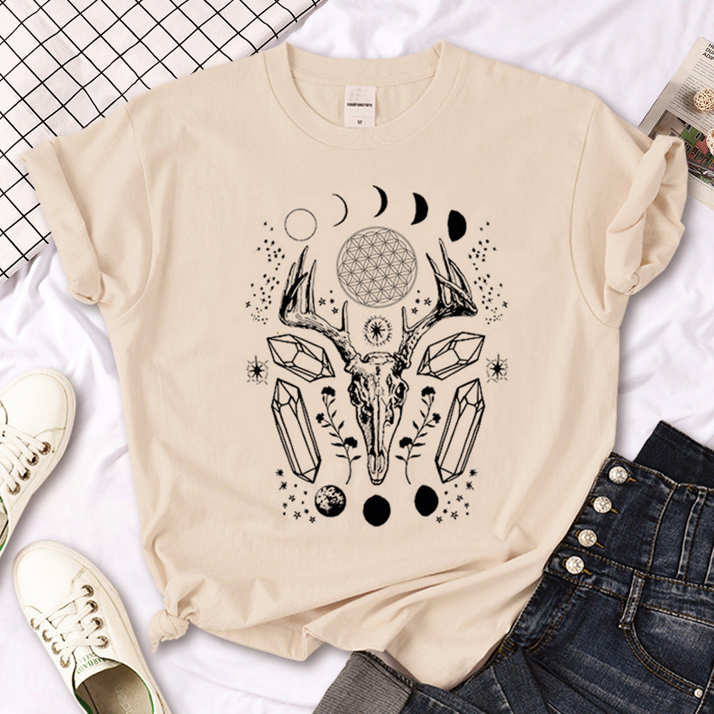 Hexe Triple Moon Gothic Sonne Tshirt Frauen Y2K T-Shirt weibliche Des