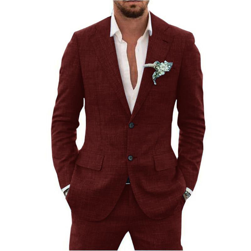 Herrenanzug Slim Fit – Leichter Anzug aus Leinenmischung für Hochzeit & Freizeit